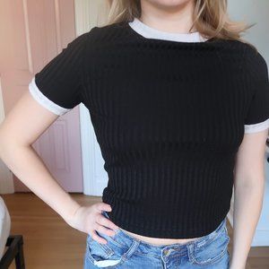 Brandy Melville Black and White Tee